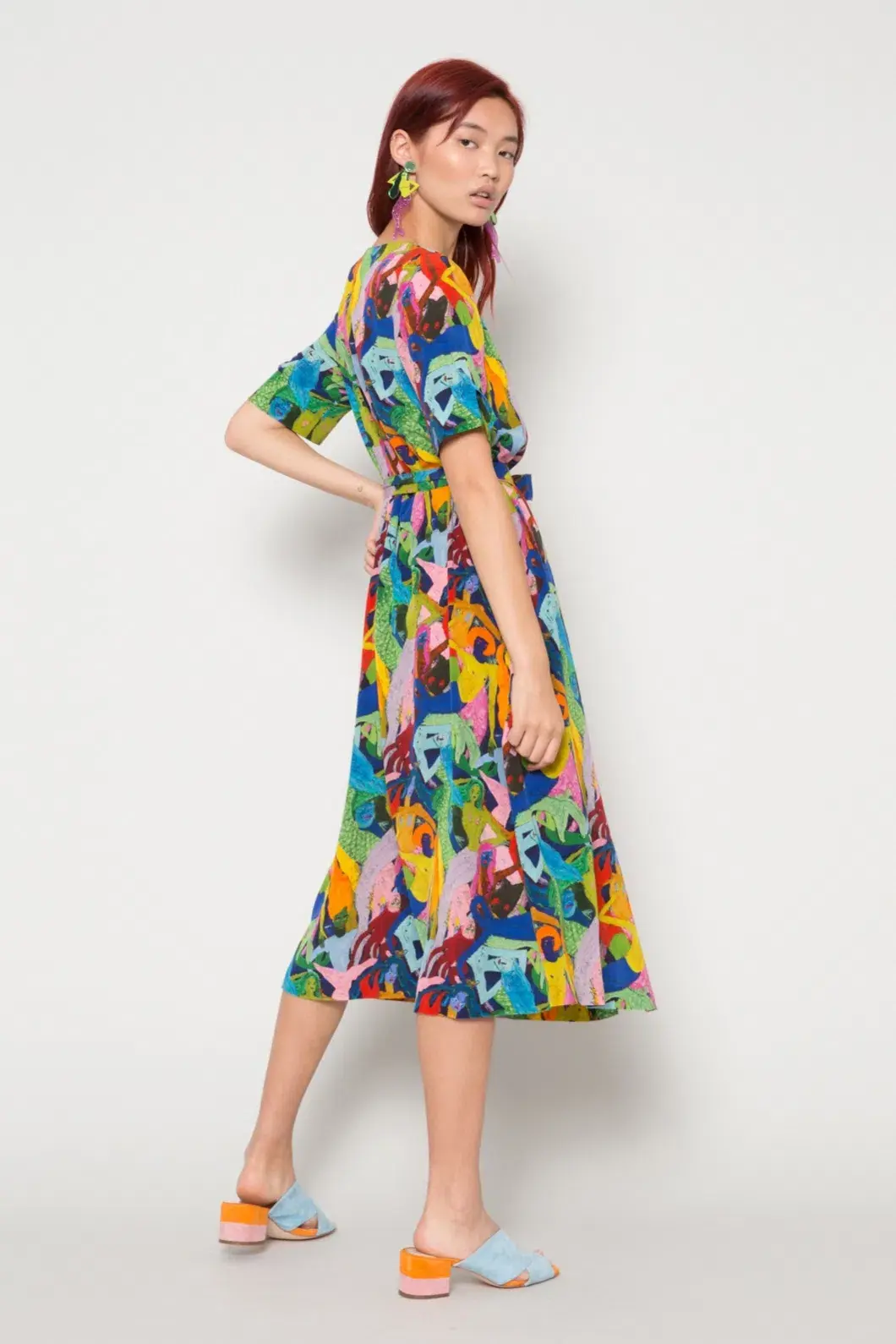 Gorman Dark Mermaid Technology Midi Silk Dress Multi Size 6 - Image 2