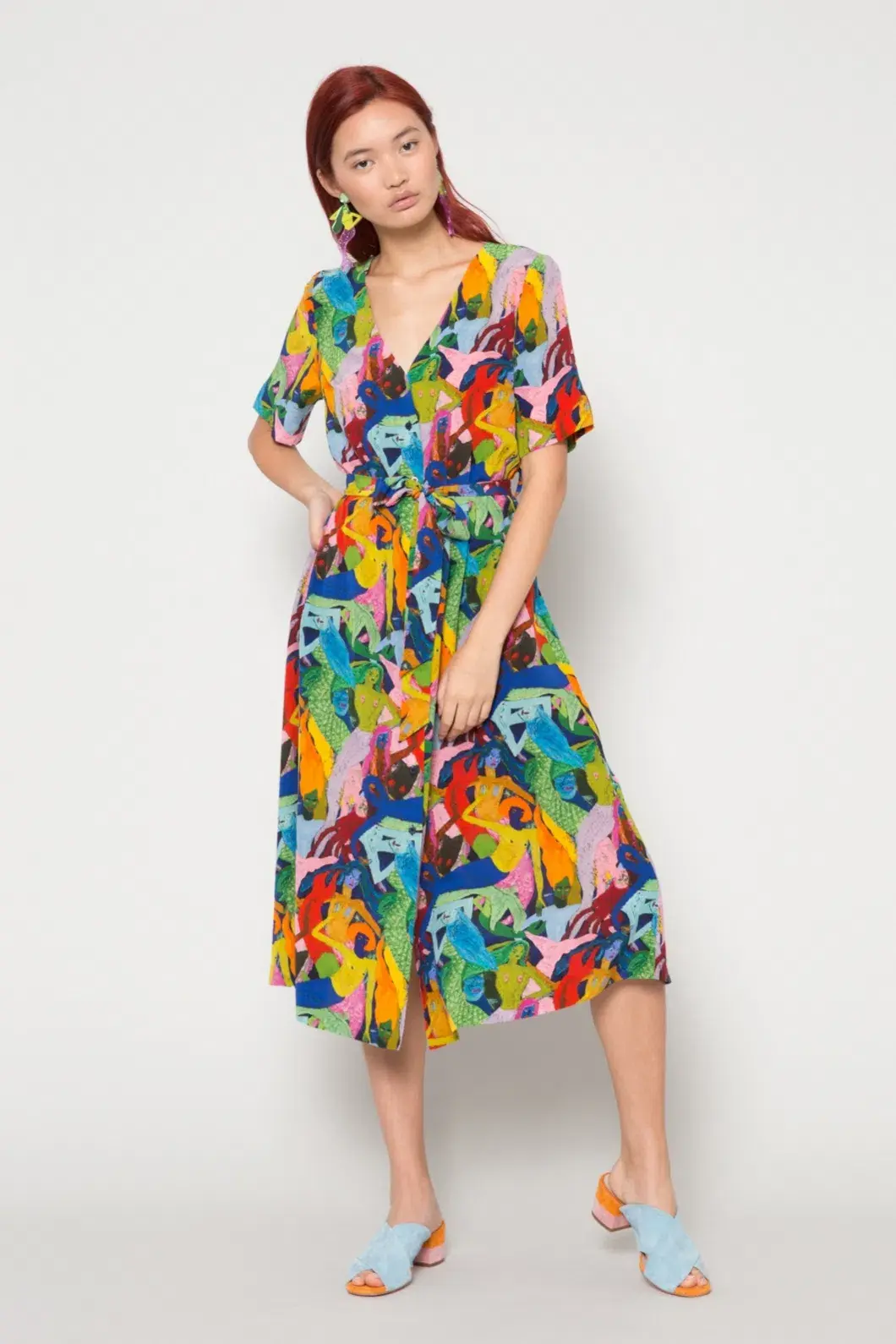 Gorman Dark Mermaid Technology Midi Silk Dress Multi Size 6 - Image 1