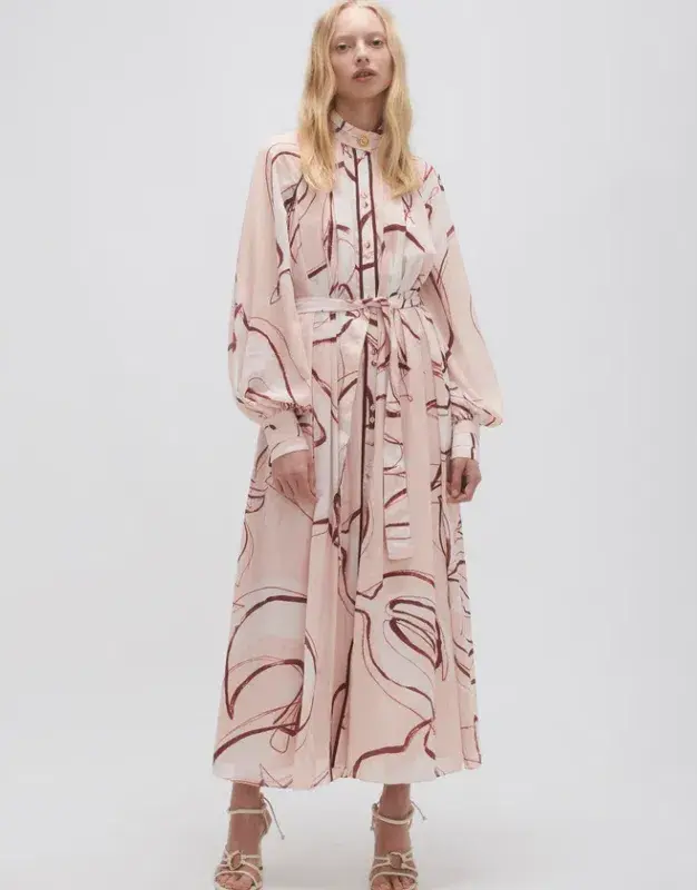 Aje Beatrice Pleated Midi Dress Print Size 10 - Image 1