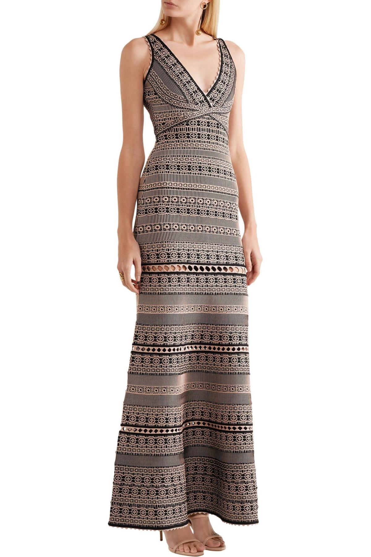 Herve Leger Regina Jacquard Knit Bandage Gown Size 8 - Image 1