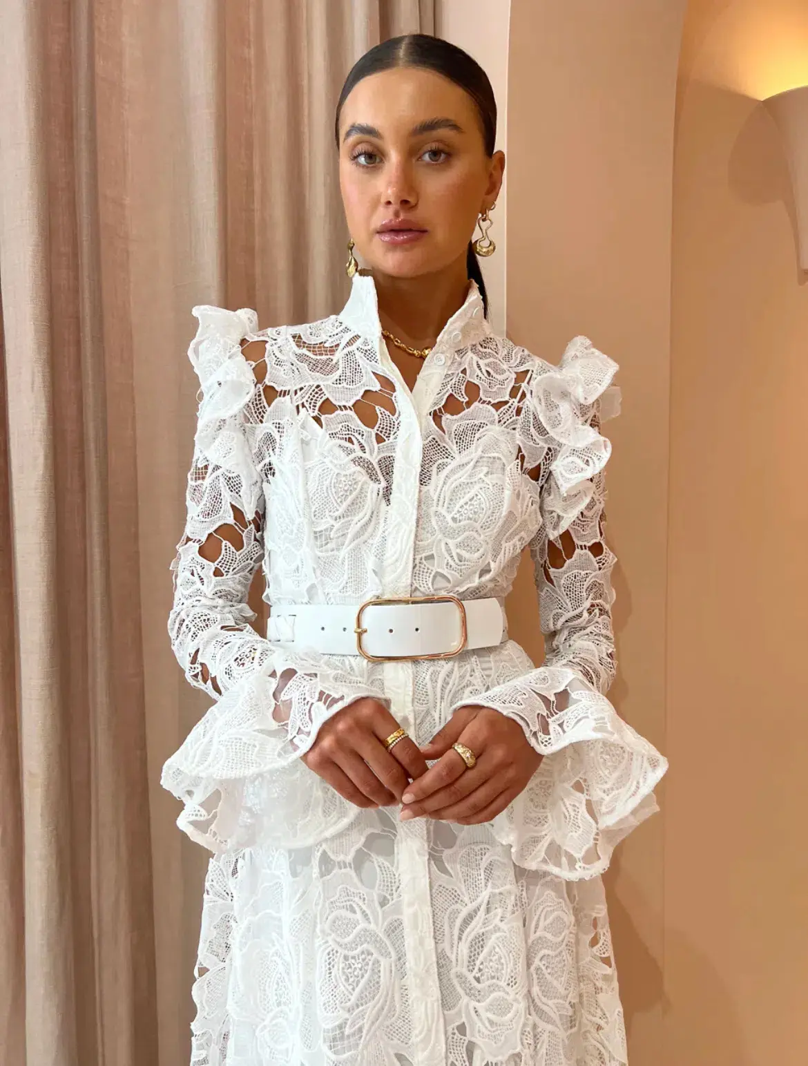 Leo Lin Aliyah Butterfly Sleeve Midi Dress Snow Size 8 - Image 2