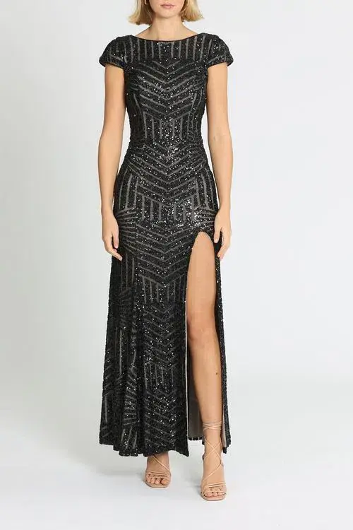 L'amour Karla Sequin Gown Black Size 12 - Image 2