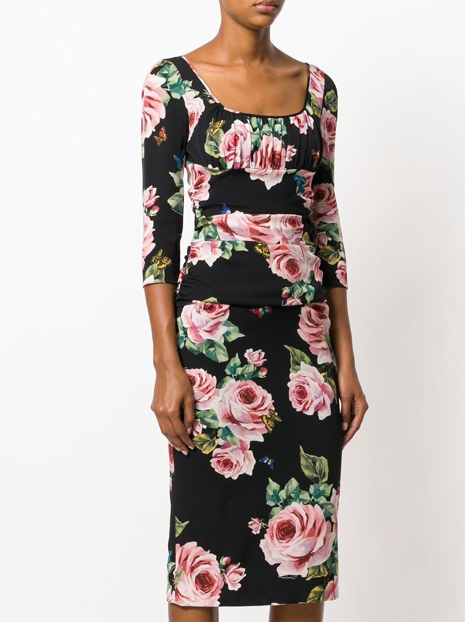 Dolce & Gabbana Rose Pink Print Dress Size 12 - Image 1