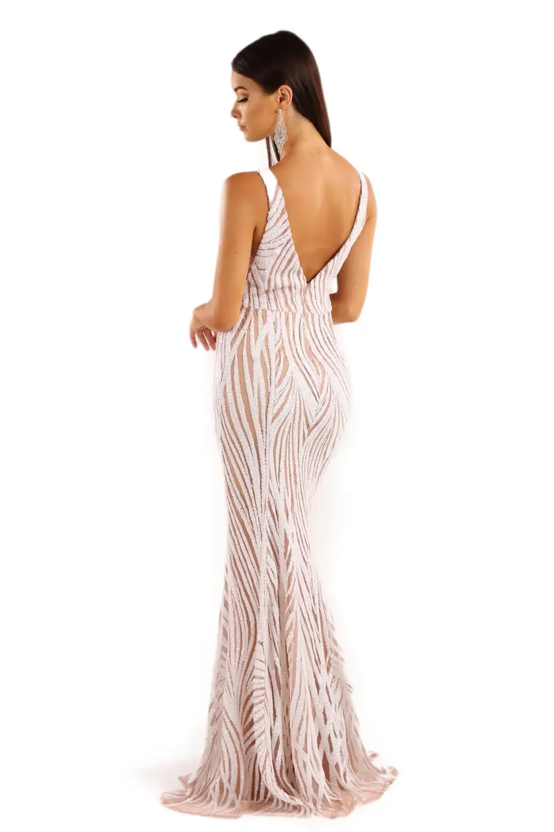 Noodz Boutique Sapphira Sequin Gown White/Beige Size 6 for rent on The Volte - main image