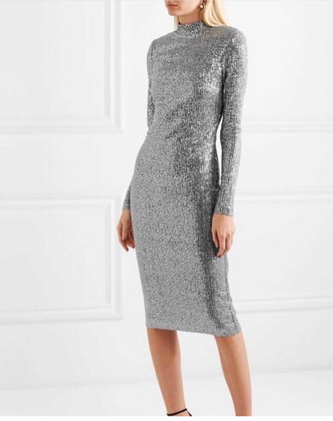 Rebecca Vallance Andree Sequinned Lurex Midi Dress Size 8  - Image 2