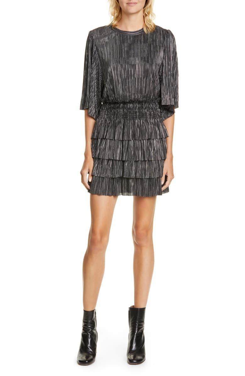 Iro Cuzco Silver Black Metallic Dress Size 12  - Image 1