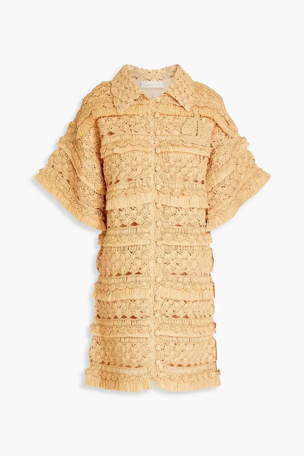 Zimmermann Postcard Crochet Mini Dress Straw Yellow Size 2 / AU 12 for rent on The Volte - main image