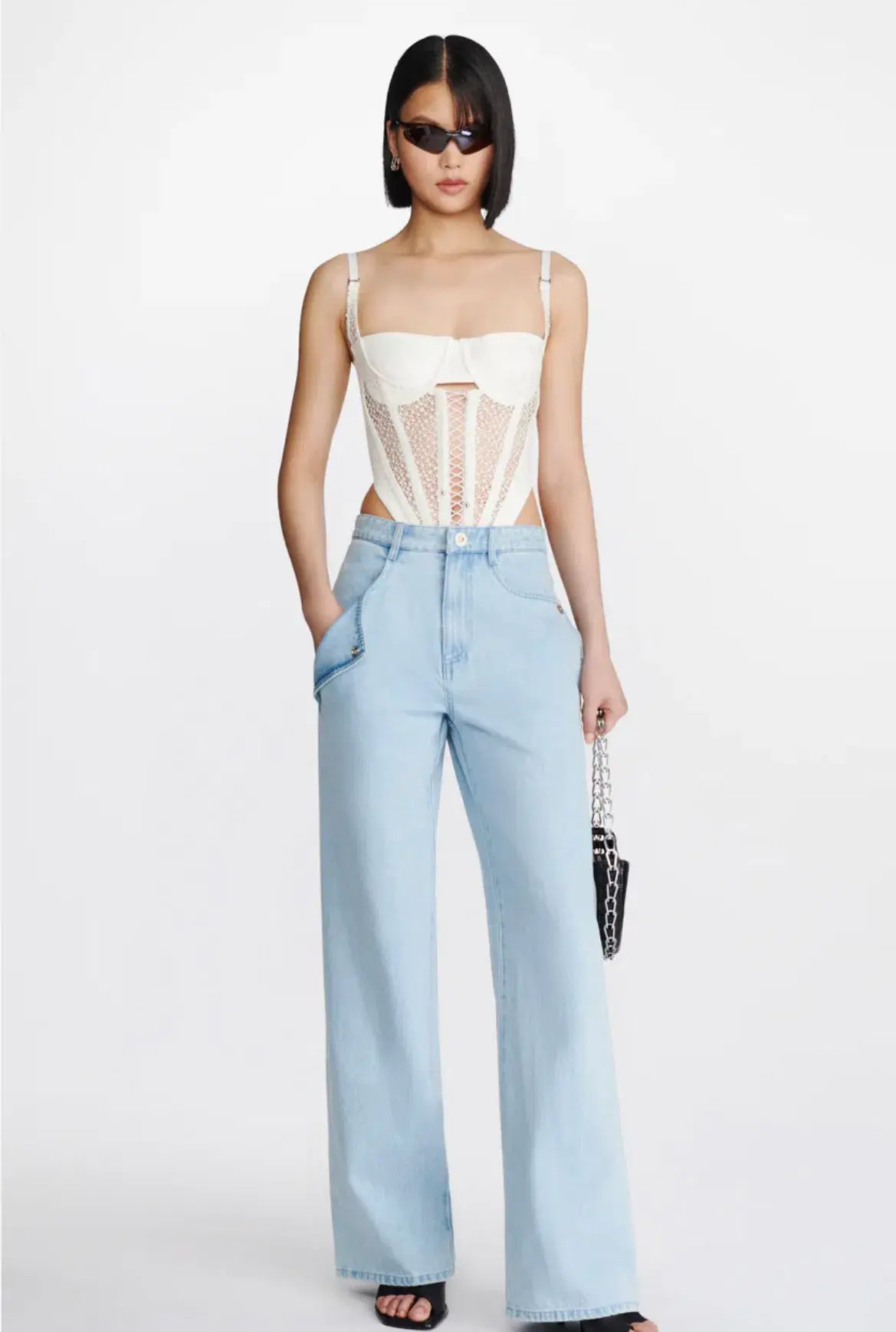 Dion Lee Lace Up Corset White Size AU 8 - Image 1