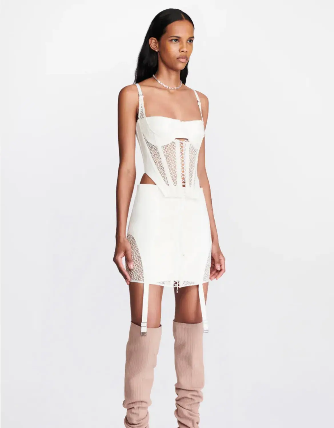 Dion Lee Lace Up Corset White Size AU 8 - Image 2