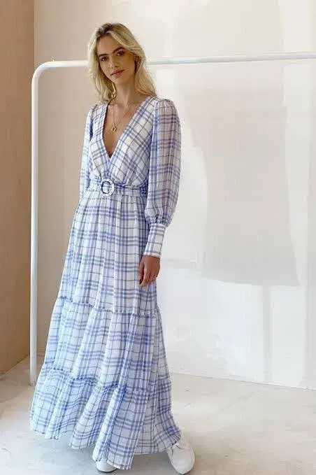 Bec & Bridge Alexa Gingham Maxi Dress Print Size AU 8 for rent on The Volte - main image