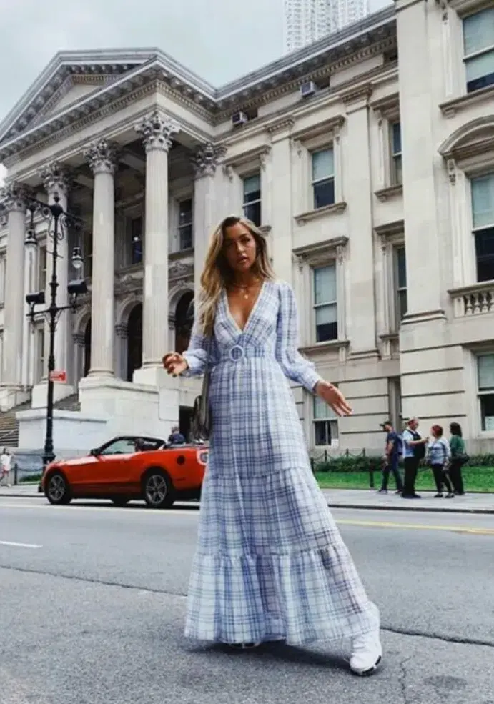 Bec & Bridge Alexa Gingham Maxi Dress Print Size AU 8 for rent on The Volte - main image