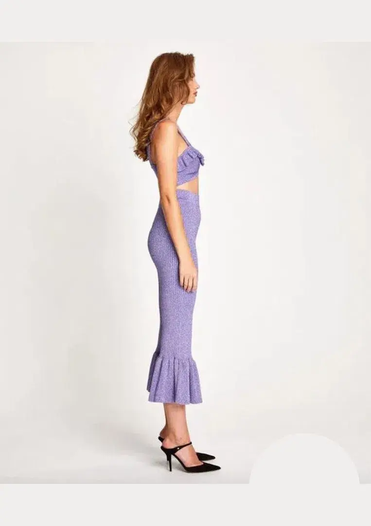 Alice Alice McCall Love Letters Crop Top and Flared Pants Set Purple Sparkle Metallic Size 8  - Image 3
