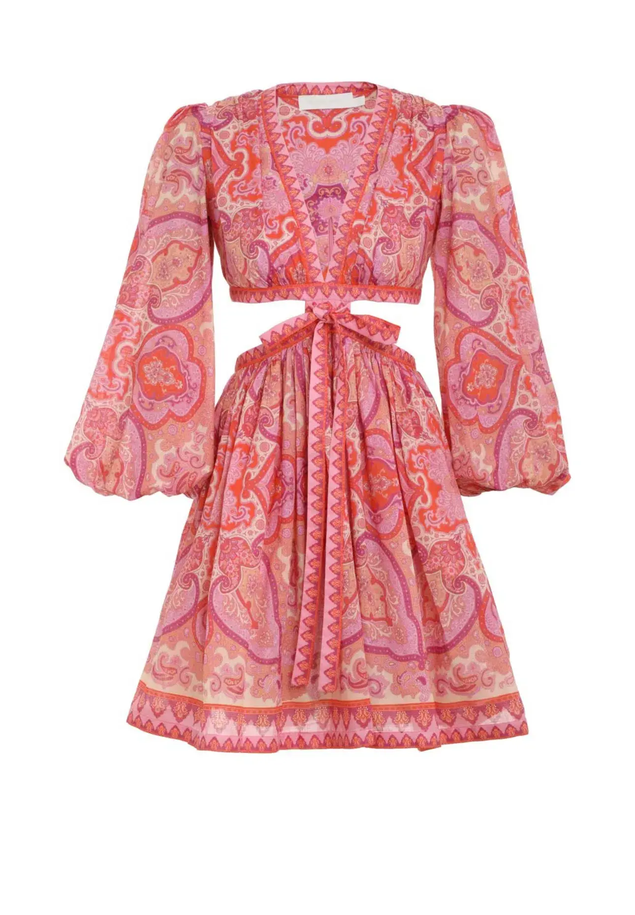 Zimmermann Halcyon Tie Front Mini Dress Pink Size 1 / AU 10 - Image 2