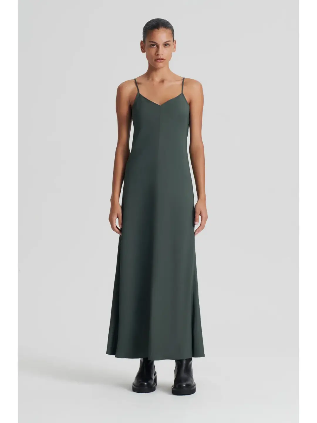 Scanlan Theodore Powdered Viscose Slip Dress in Safari Size AU 6  for rent on The Volte - main image