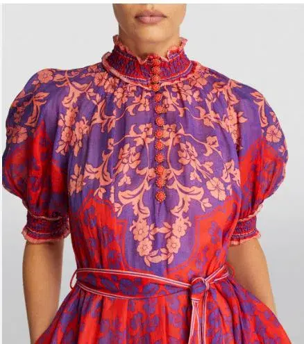 Zimmermann Raie Swing Maxi Dress Purple Red Floral Size AU 12 - Image 3
