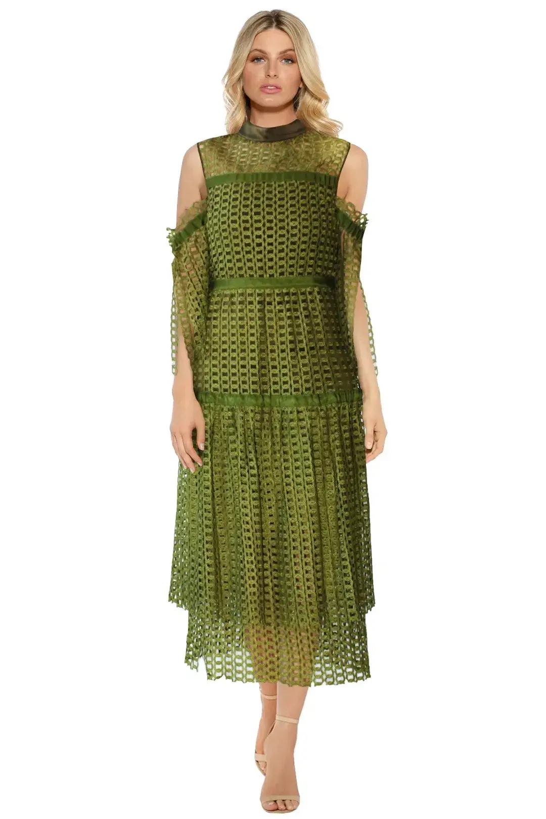 Romance Was Born Link Garden Dress in Khaki Green Size 6 - Image 1