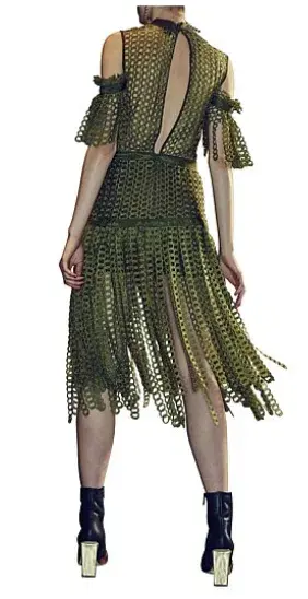Romance Was Born Link Garden Dress in Khaki Green Size 6 - Image 3