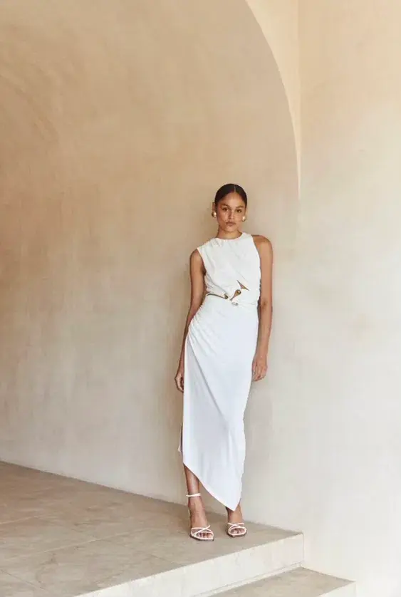 C/MEO Collective Entropy Midi Dress White Size 6 for rent on The Volte - main image