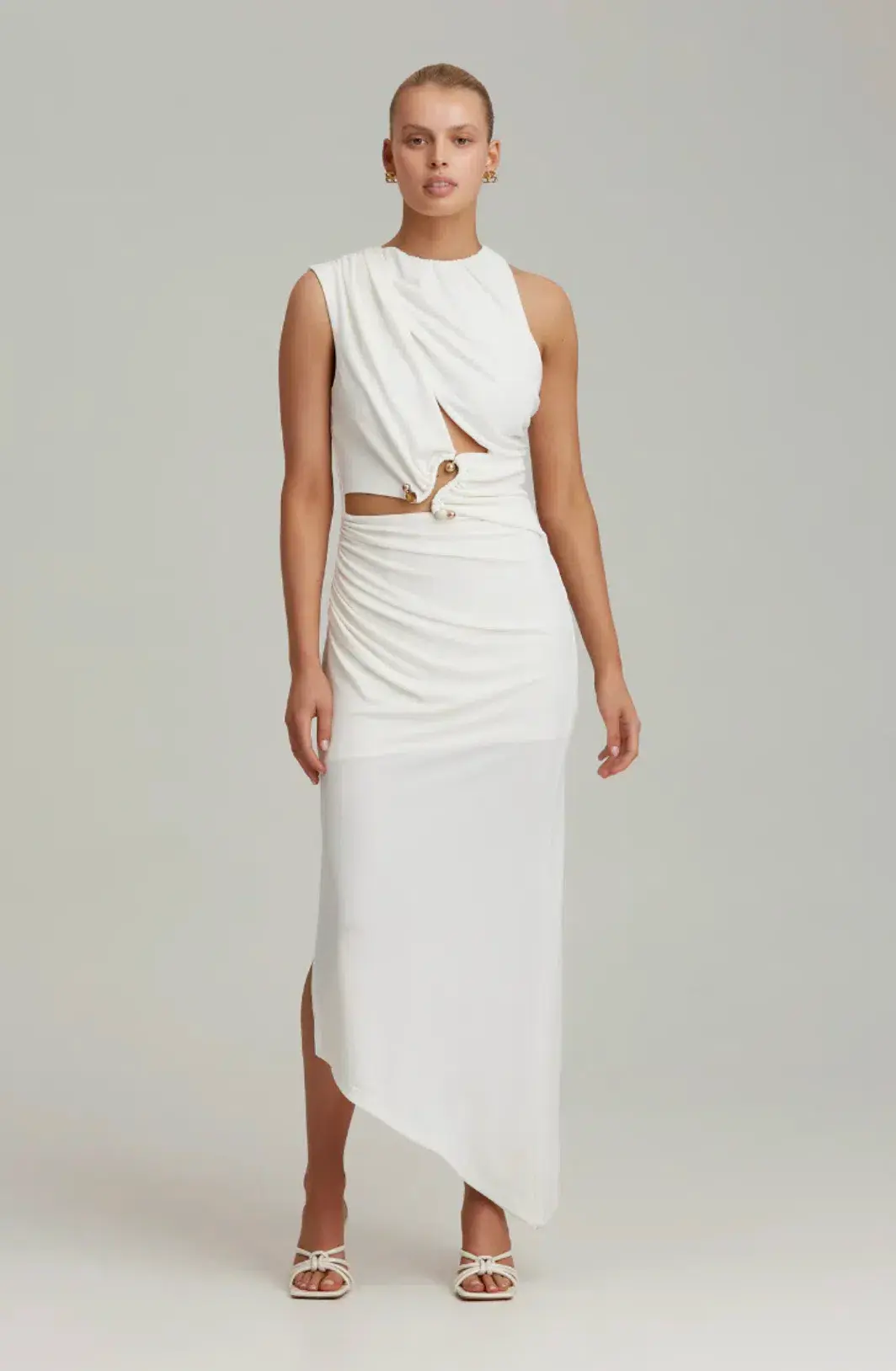 C/MEO Collective Entropy Midi Dress White Size 6 - Image 4