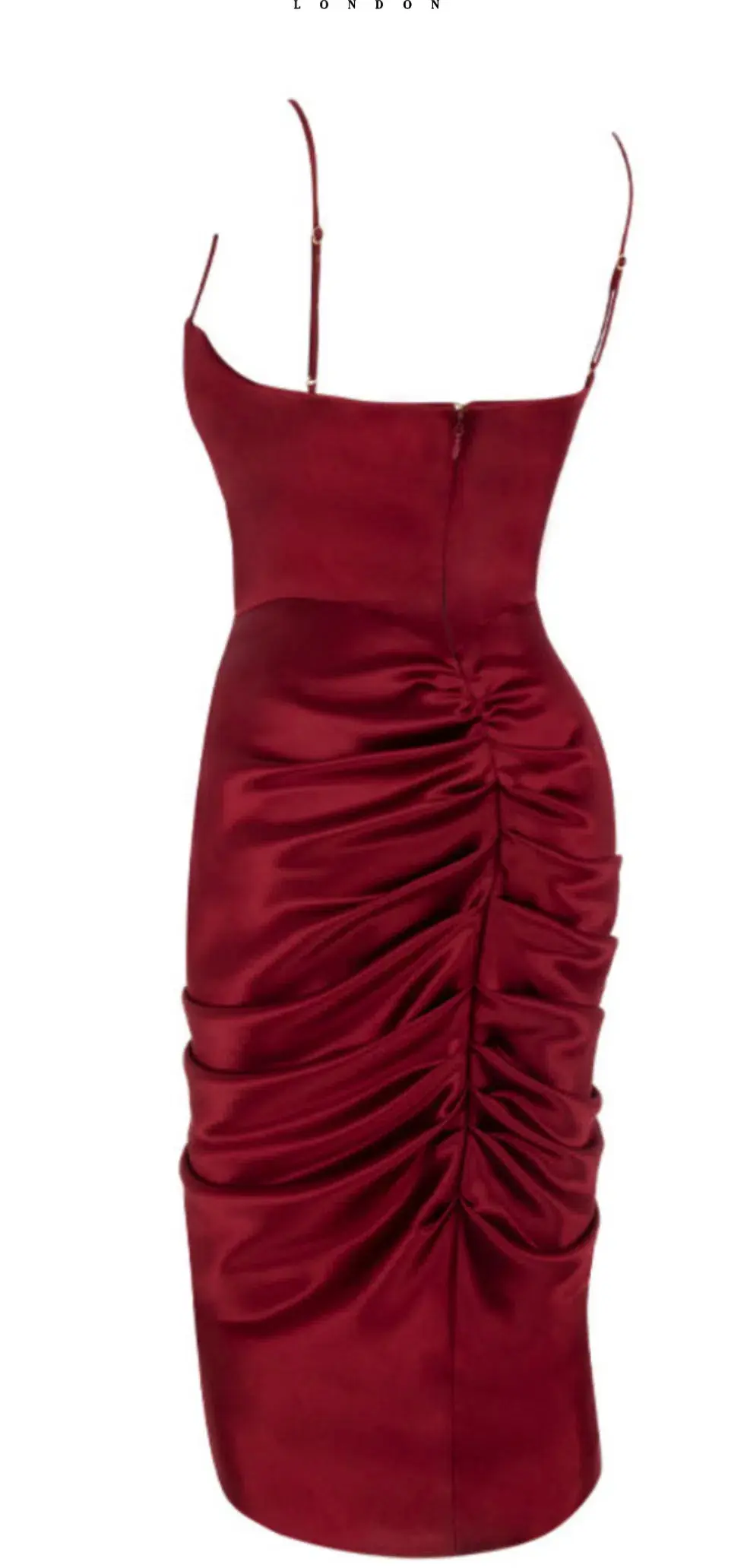 House of CB Nera Satin Draped Corset Dress Wine Size 6 - Image 5