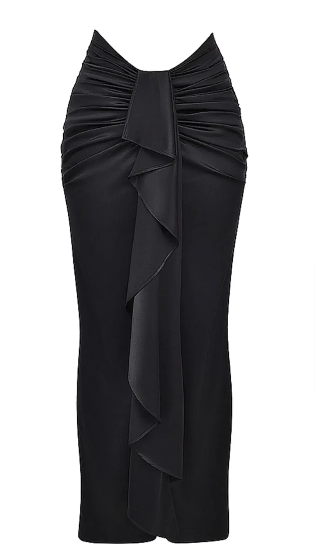 House of CB Arla Draped Silk Maxi Skirt Black Size XS/S for rent on The Volte - main image
