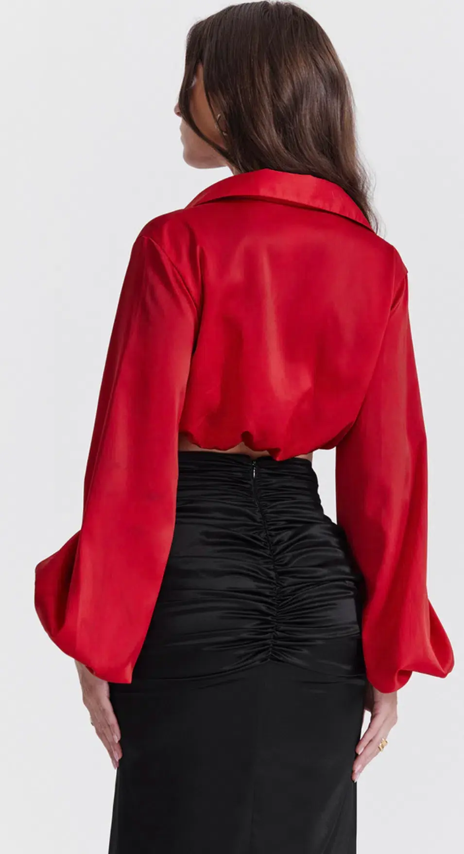 House of CB Laraine Silk Blouson Top Cherry Size XS / AU 6 - Image 3