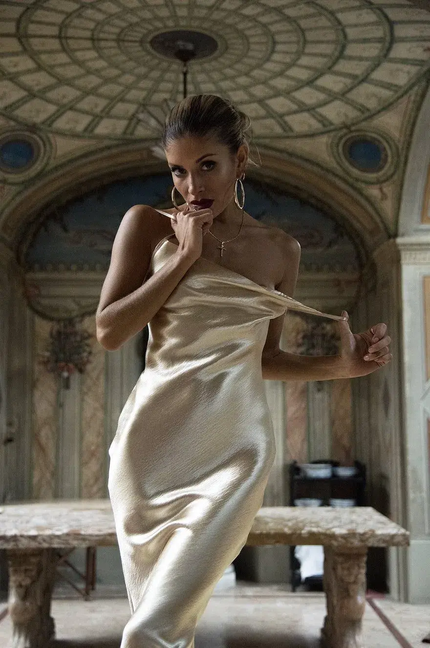 Rat & Boa Sofia Midi Dress Gold Size S / AU 8 for rent on The Volte - main image