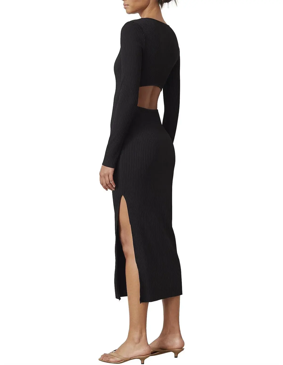 Bec & Bridge Noir et Blanc Long Sleeve Midi Dress Black Size AU 8 - Image 2