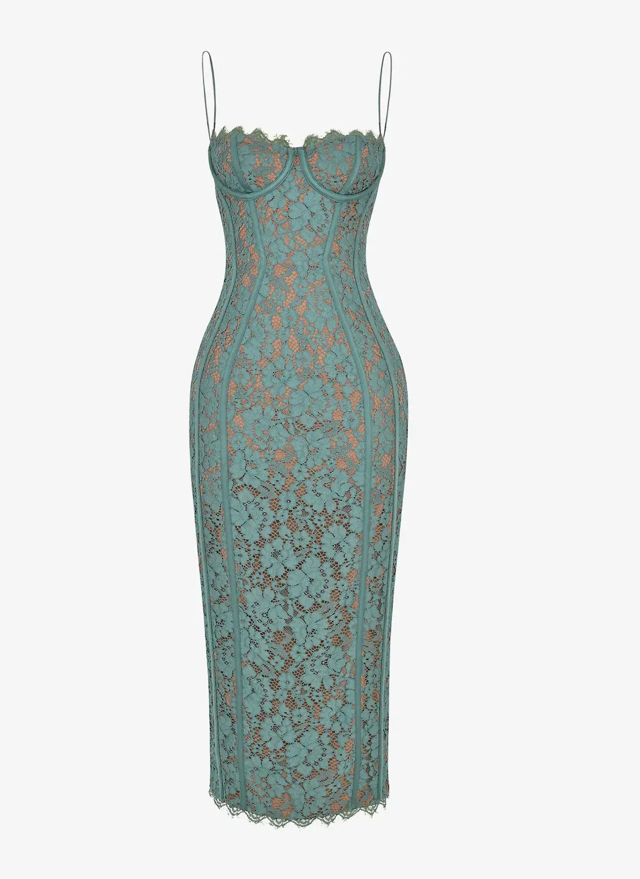 House Of Cb Joelle Forest Lace Midi Dress Green Size 8 - Image 4