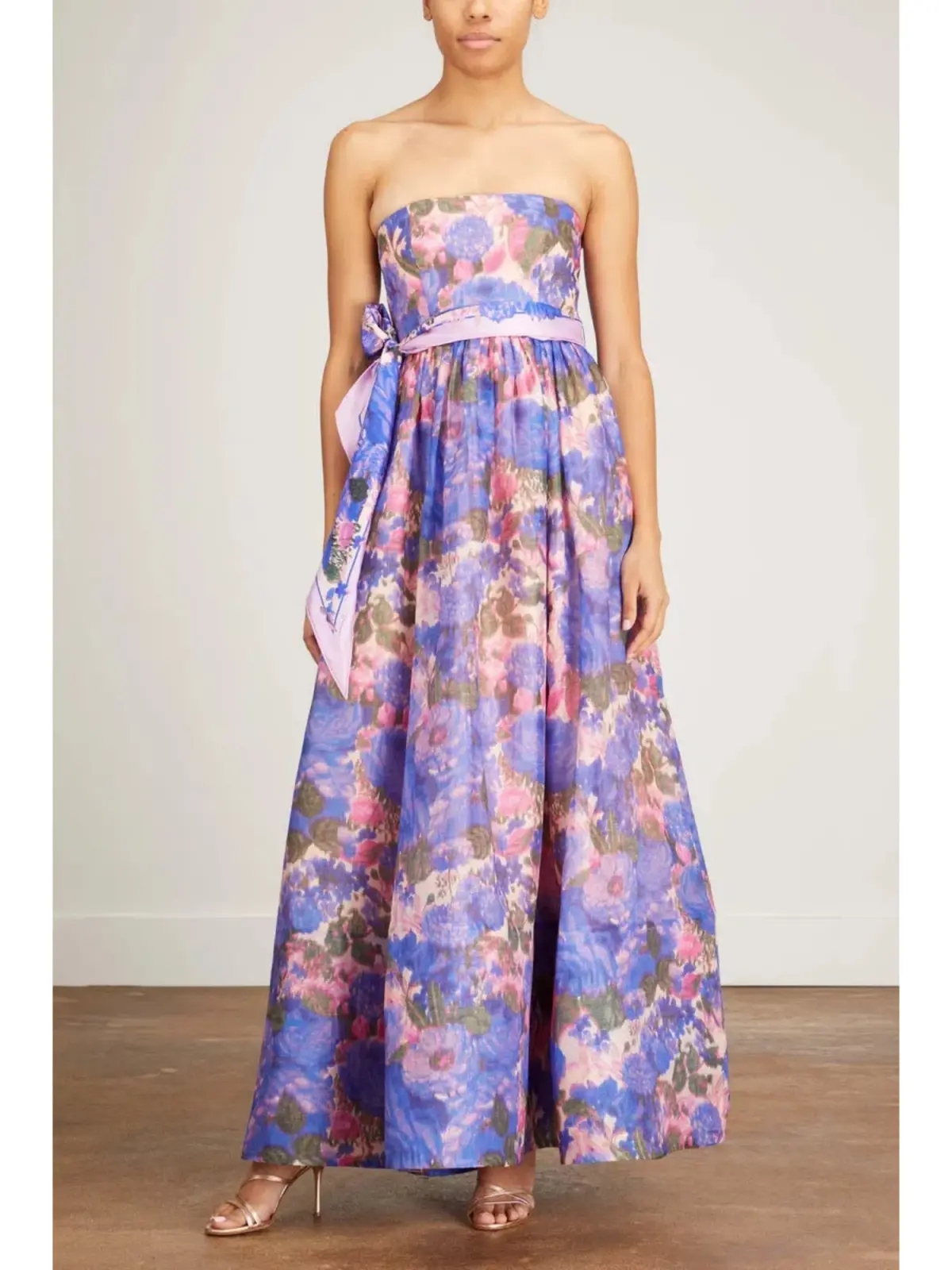 Zimmermann High Tide Strapless Dress Purple Ikat Floral Size 0 / AU 8 - Image 1