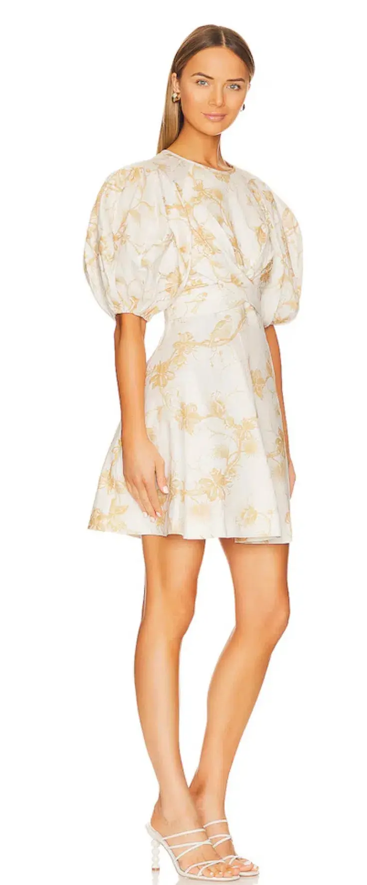 Zimmermann Wrap Mini Dress in Keira Tan Size 0 / AU 8 for rent on The Volte - main image