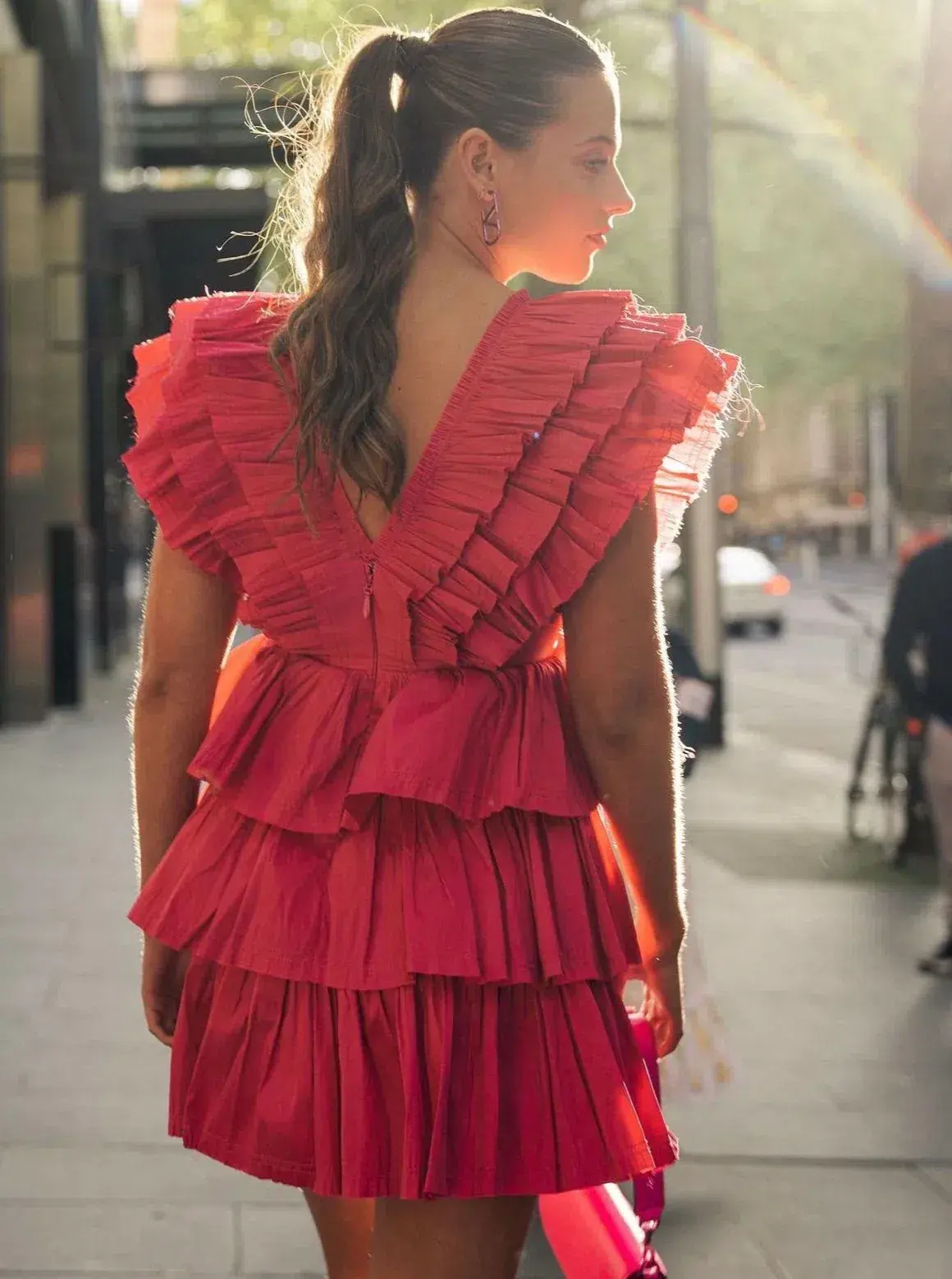 Aje Rhythmic Frilled Mini Dress Pink Size AU 16 - Image 8