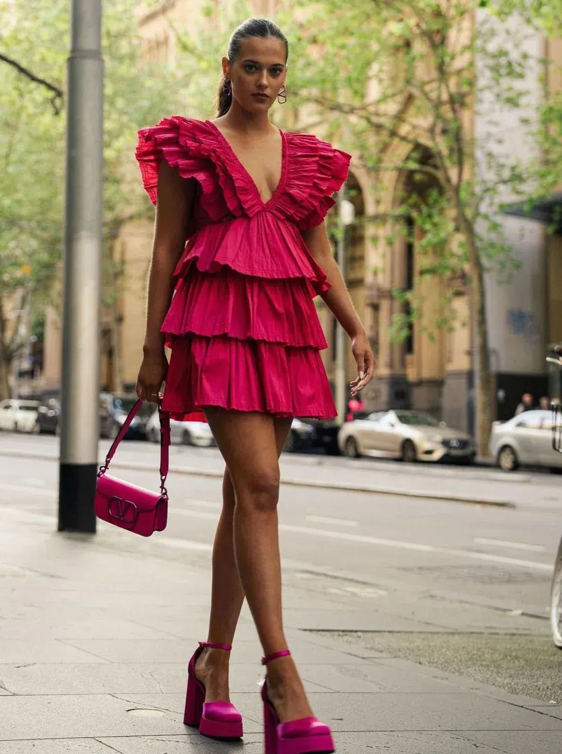Aje Rhythmic Frilled Mini Dress Pink Size AU 16 - Image 9