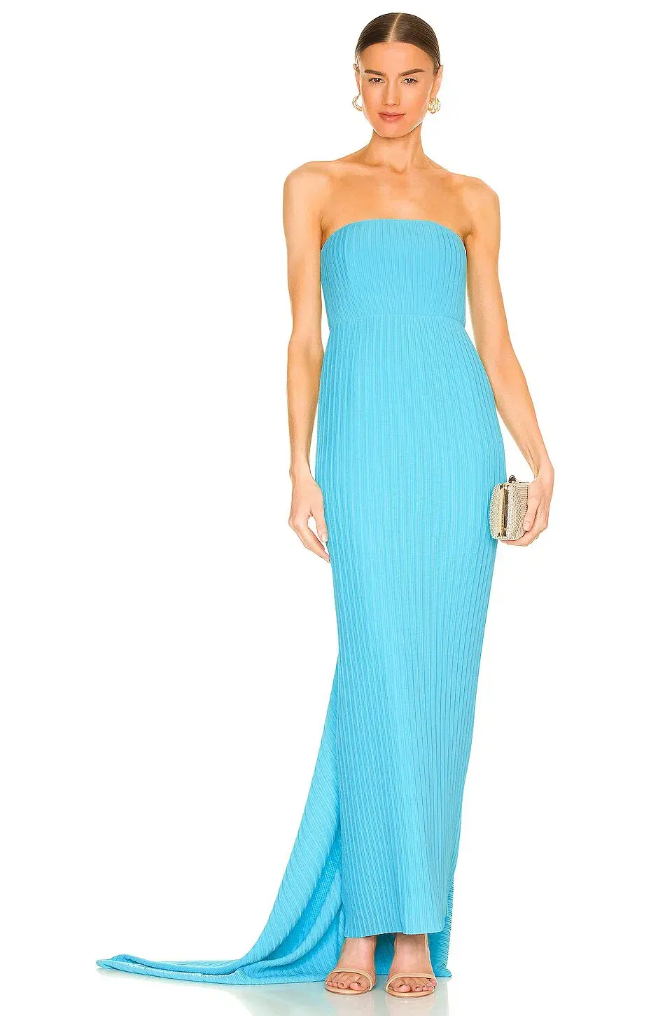 Solace London Harlee Strapless Draped Gown Blue Size AU 8 for rent on The Volte - main image