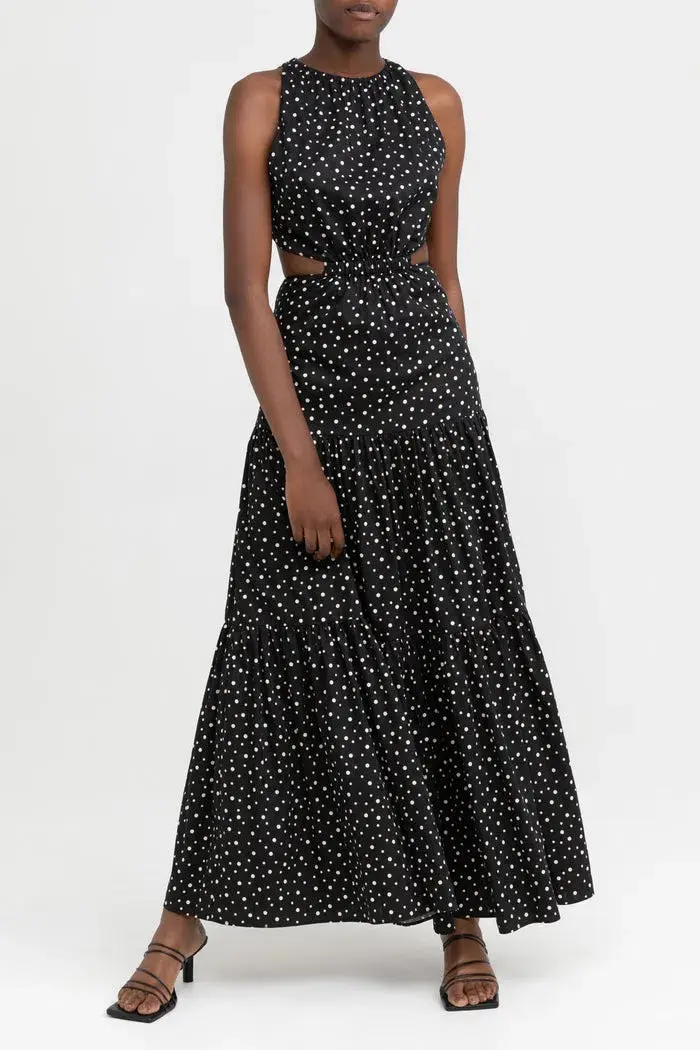 Significant Other Poppy Dress Black Cream Polka Print Size 10 - Image 1