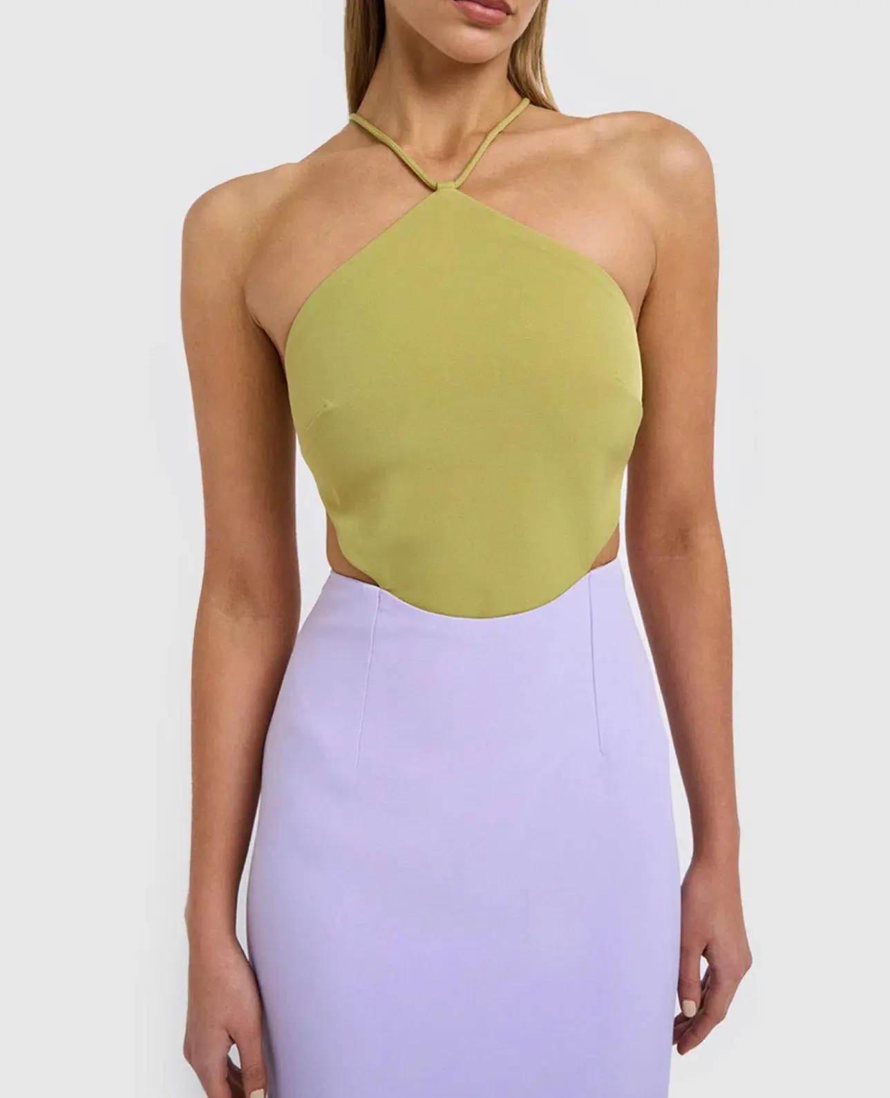 By Johnny The Fresco Halter Maxi Dress Lilac/Green Size 12 - Image 4