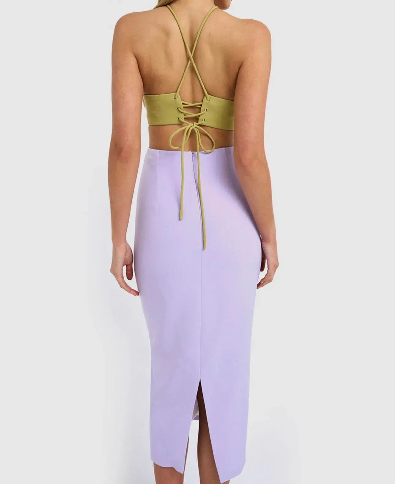 By Johnny The Fresco Halter Maxi Dress Lilac/Green Size 12 - Image 3
