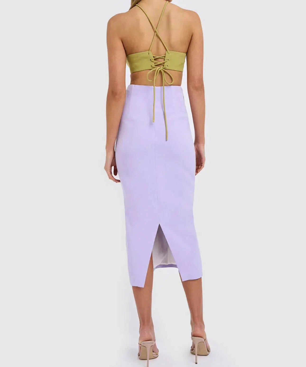 By Johnny The Fresco Halter Maxi Dress Lilac/Green Size 12 - Image 2