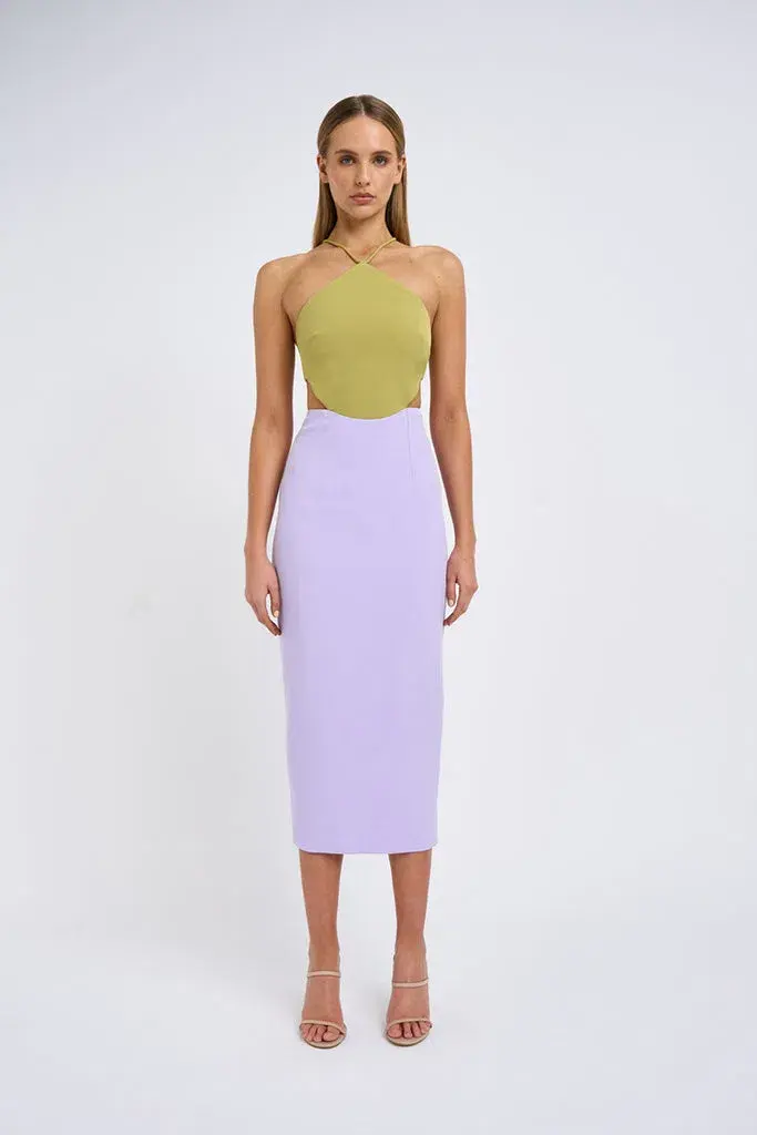 By Johnny The Fresco Halter Maxi Dress Lilac/Green Size 12 - Image 1