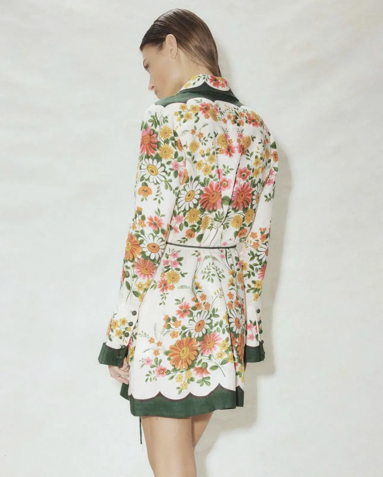 Alemais Elisabetta Mini Dress Green/Floral  Size 10 - Image 2
