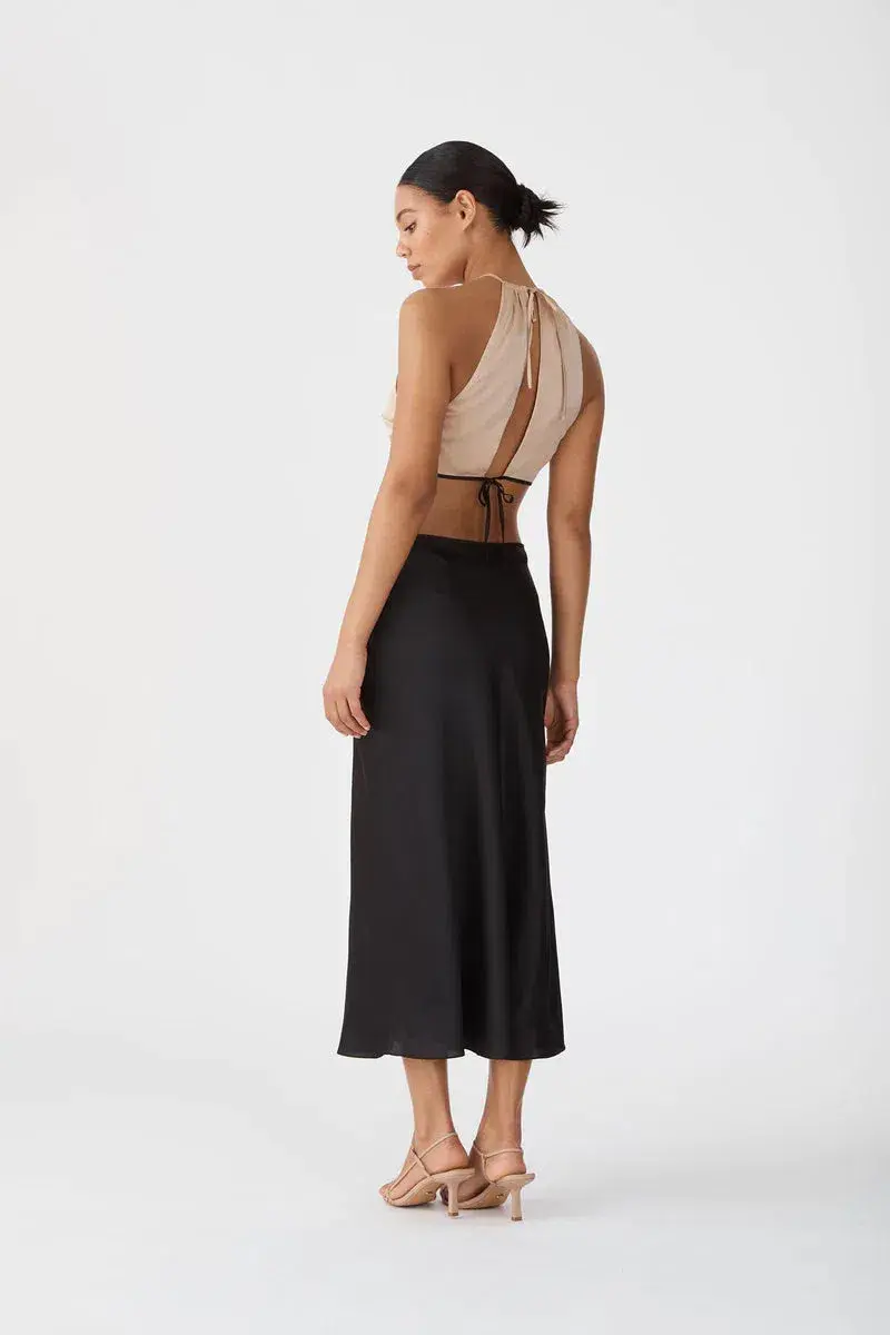 San Sloane Selene Midi Dress Black/Beige Size 10  - Image 2