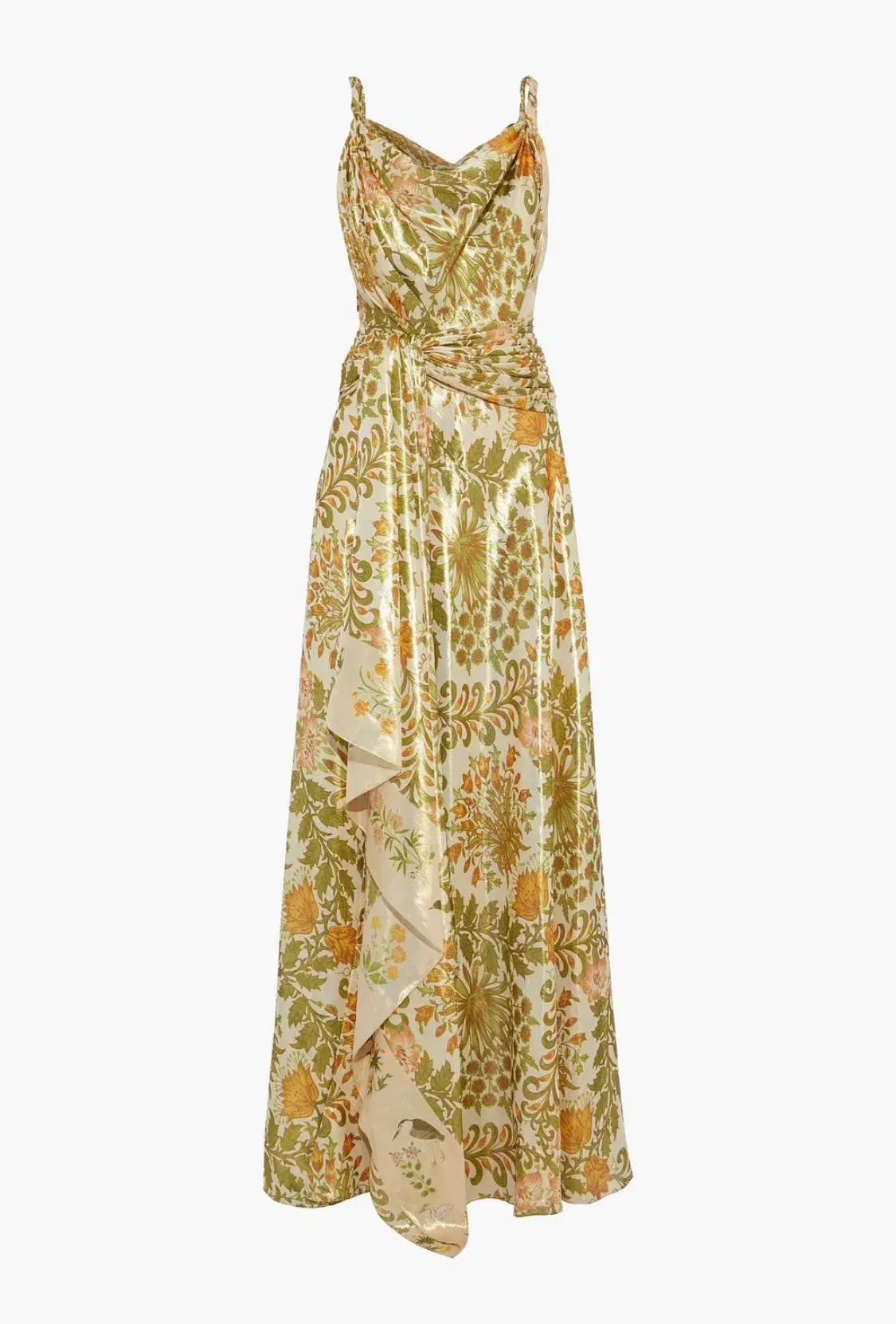 Oscar De La Renta Metallic Lamé Silk-Blend Crepe De Chine Gown Sage Green Size US 6 (AU 10) - Image 4