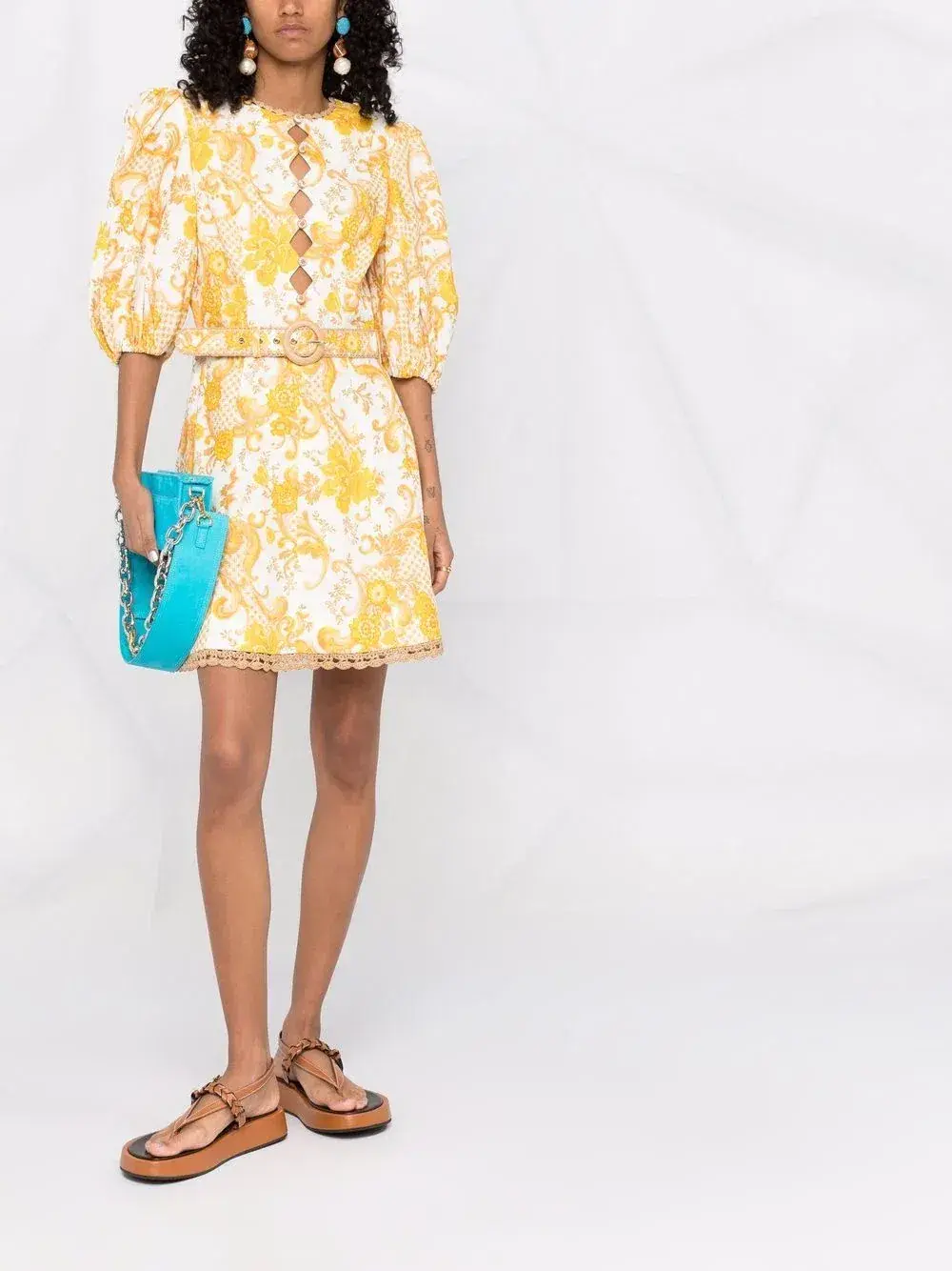 Zimmermann Postcard Mini Dress in Swirl Floral Size 0/AU 8 - Image 2