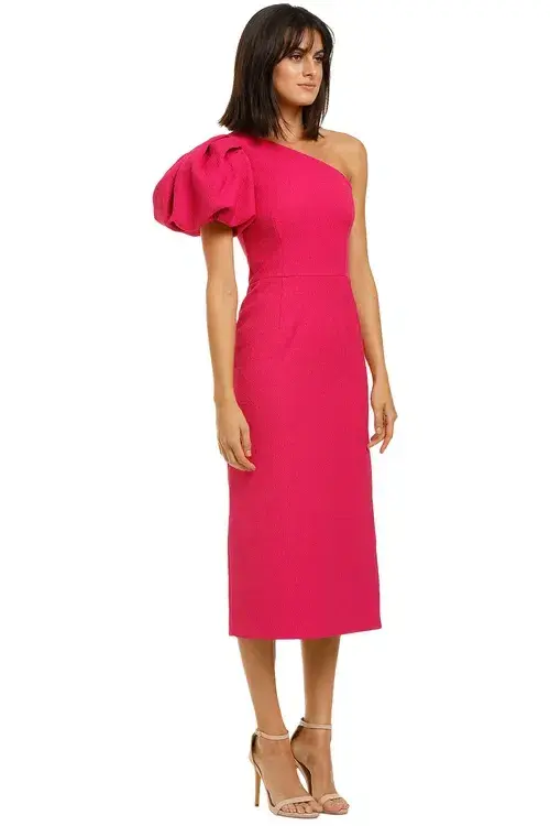Rebecca Vallance Natalia One Sleeve Midi Dress Magenta Fuschia Pink Size 8 - Image 2