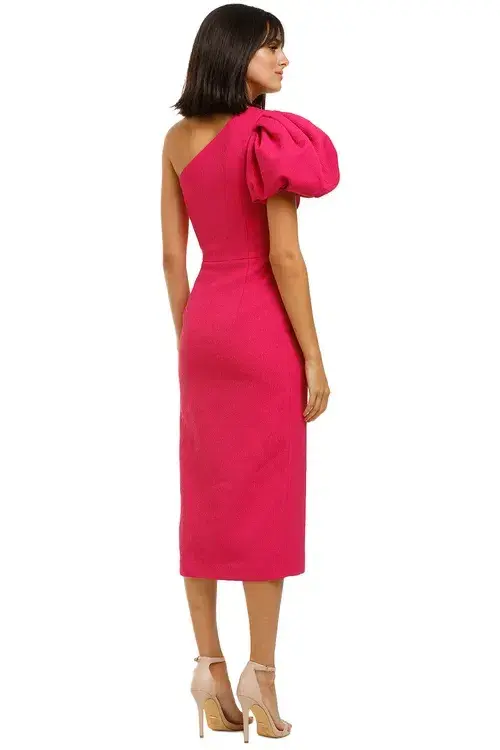 Rebecca Vallance Natalia One Sleeve Midi Dress Magenta Fuschia Pink Size 8 - Image 3