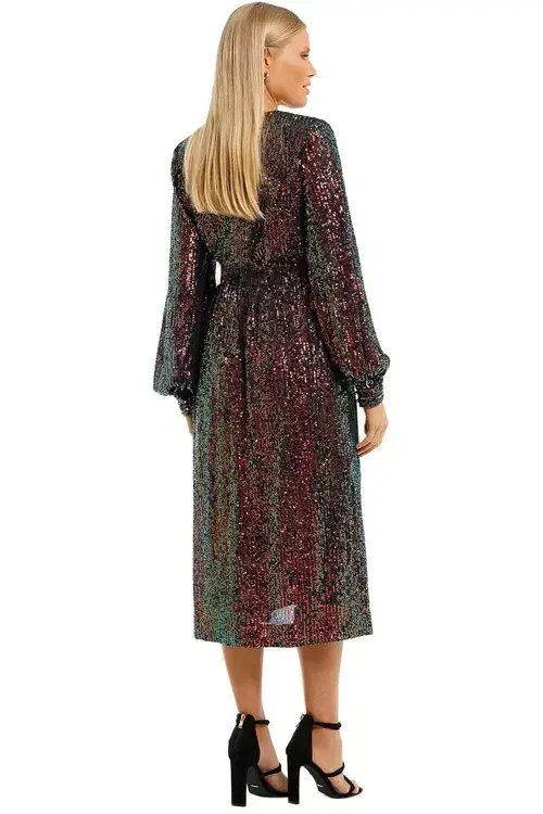 Rebecca Vallance Roxbury Long Sleeve Midi Multi Size 8 - Image 3