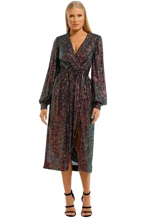 Rebecca Vallance Roxbury Long Sleeve Midi Multi Size 8 - Image 1