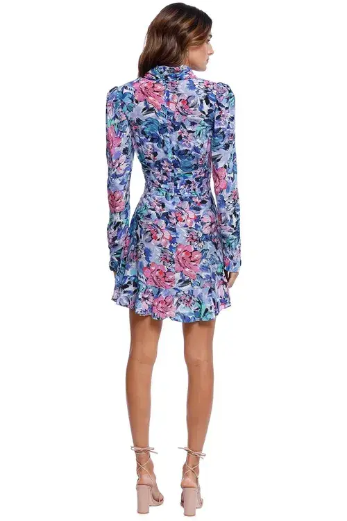 Rebecca Vallance La Violette Mini Dress Blue Multi Print Size 8 - Image 3
