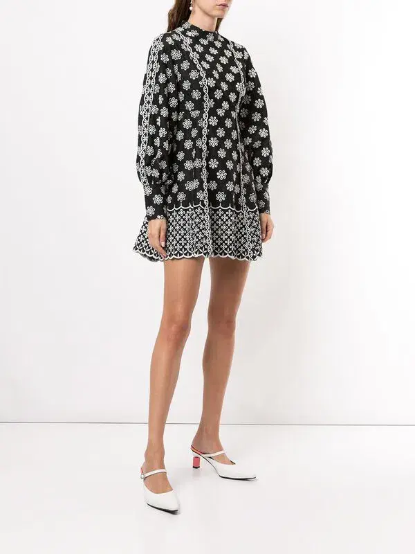 Alice Mccall Black Angels Sleeve Mini Dress Black/White Print Size 10 - Image 3