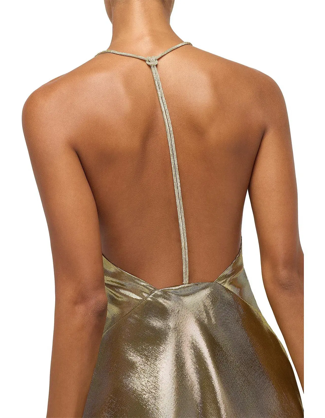Michael Lo Sordo Nicole Drape Bias Mini Dress Gold Size 8 - Image 5